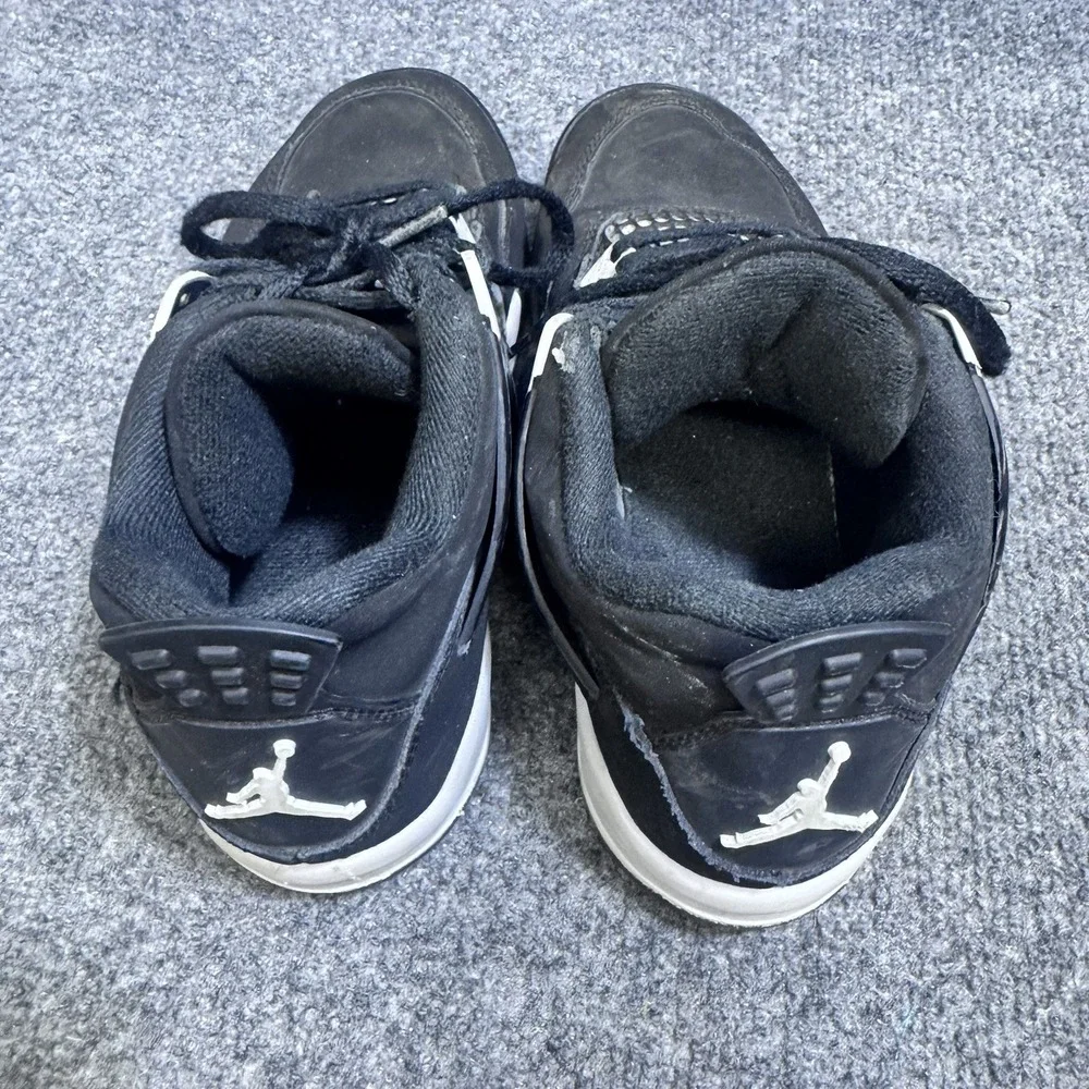 Jordan Sneakers Kids 3Y Air Jordan 4 Retro Black White FV4537-001 Basketball EUC
